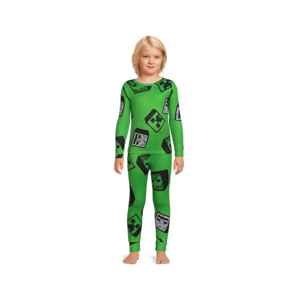 Minecraft Boys SIZE 4 Long‎ Sleeve All Over Print 2-Piece Pajama Sleep Set NWT
